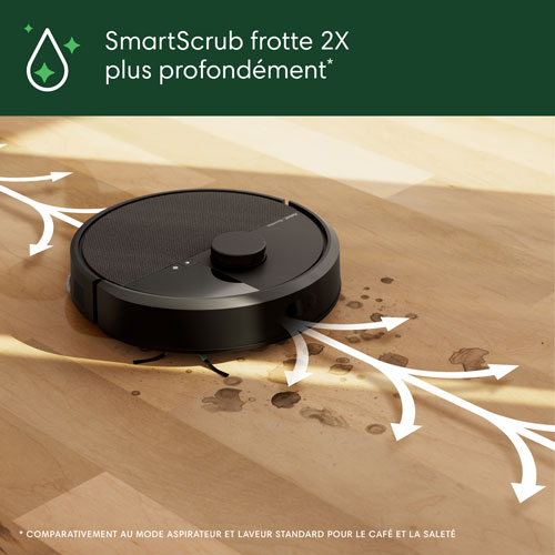 Aspirateur robot à vadrouille connecté Wi-Fi à vidage automatique Roomba Plus 405 Combo d'iRobot - Noir