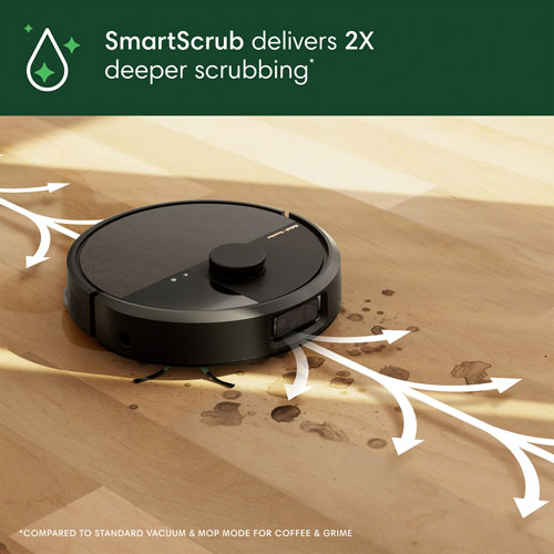 Aspirateur robot à vadrouille connecté Wi-Fi à vidage automatique Roomba Plus 505 Combo d'iRobot - Noir
