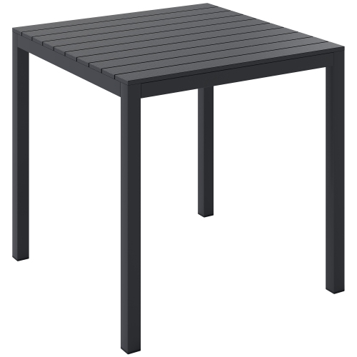 OUTSUNNY  29" Aluminum Outdoor Dining Table for 4, Patio Table With Wood Grain Table Top, for Garden, Lawn, Balcony, Deck In Black