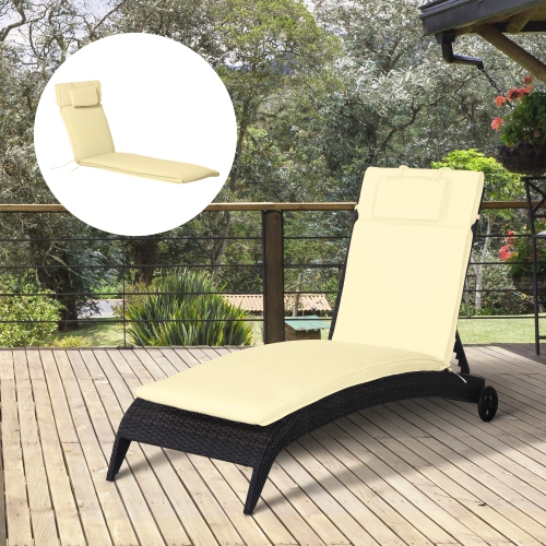 Remplacement du coussin de chaise longue Outsunny Garden, coussins de patio rembourrés épais, appuie-tête, housse amovible, coussin SEULEMENT, blanc