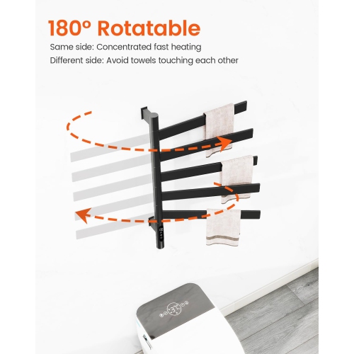 Heated Towel Racks for Bathroom,Wall Mounted Towel Warmer Swivel with Timer & Temp Control,Digital Touch Panel & WiFi Remote Control Towel Dryer