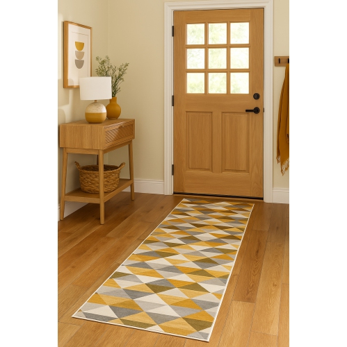 Tapis d'intérieur moderne à motif géométrique mi-siècle