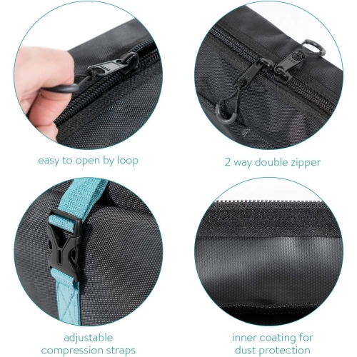 Ski Bag for 1 Pair of Skis and Poles with Zipper, 2 Straps with Buckles and Carrying Handles,Black / Petrol