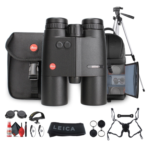 Leica 8x42 Geovid R Rangefinder Binoculars + Tripod Adapter + Tripod - Bundle