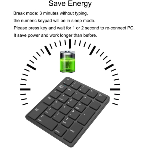 Wireless Number Pads, Numeric Keypad Numpad 26 Keys Portable 2.4 GHz Financial Accounting Number Keyboard Extensions 10 Key USB Keypad
