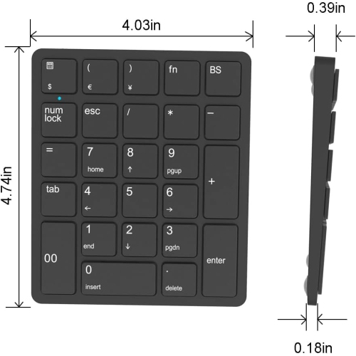 Wireless Number Pads, Numeric Keypad Numpad 26 Keys Portable 2.4 GHz Financial Accounting Number Keyboard Extensions 10 Key USB Keypad