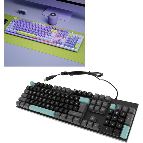 Upgraded Large Print Computer Keyboard, No Delay USB Wired Backlit Keyboard with Metal Panel,