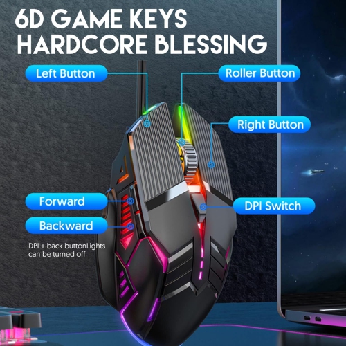 Luminous Wired Mouse Mechanical Mute Gaming Mouse Wired Pc Gaming Mice Portable Computer Mouse for Laptop Pc Mouse Computer Mice