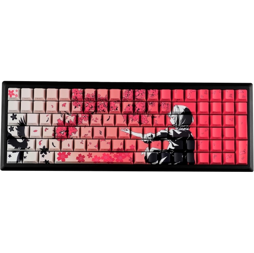131 Raven Sakura Keycap Cherry Profile Double Shot Sidelit Shine Through PBT Keycaps for MX Mechanical Keyboard(Red)