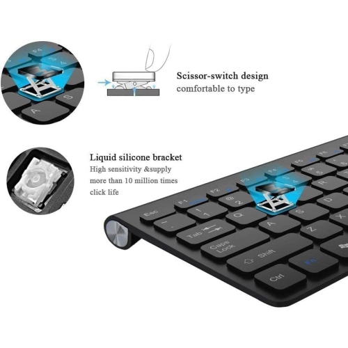 Wireless Keyboard and Mouse Set,Portable 2.4G Keyboard and Mouse Combo,Wireless Keyboard and DPI Adjustable Mouse