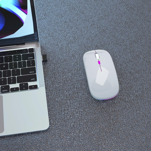 Wireless Bluetooth Mouse Rechargeable Laptop Mouse Portable LED Computer Mice Use(BT5 or USB 2.4G) Dual Mode Connection Silent Slim Mouse