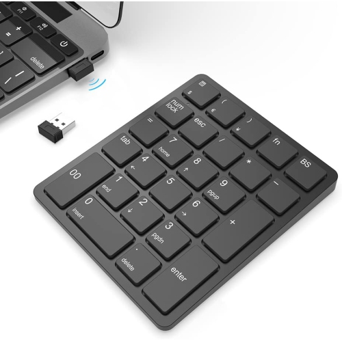 RISOKEYS  Wireless Number Pads, Numeric Keypad Numpad 26 Keys Portable 2.4 Ghz Financial Accounting Number Keyboard Extensions 10 Key USB Keypad
