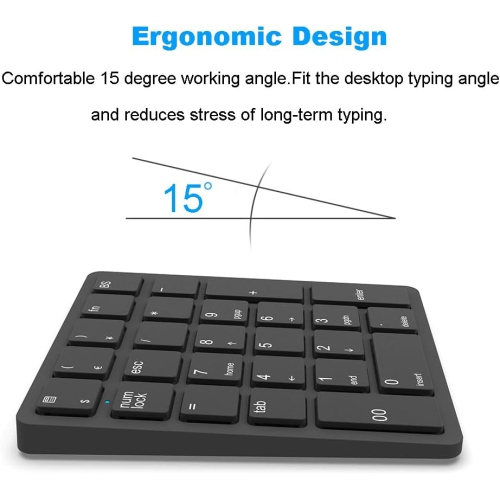Wireless Number Pads, Numeric Keypad Numpad 26 Keys Portable 2.4 GHz Financial Accounting Number Keyboard Extensions 10 Key USB Keypad