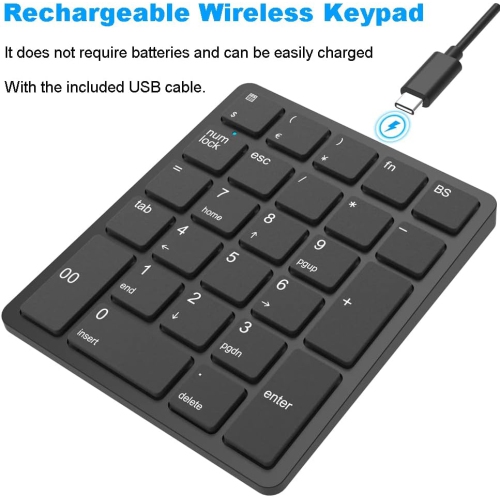 Wireless Number Pads, Numeric Keypad Numpad 26 Keys Portable 2.4 GHz Financial Accounting Number Keyboard Extensions 10 Key USB Keypad