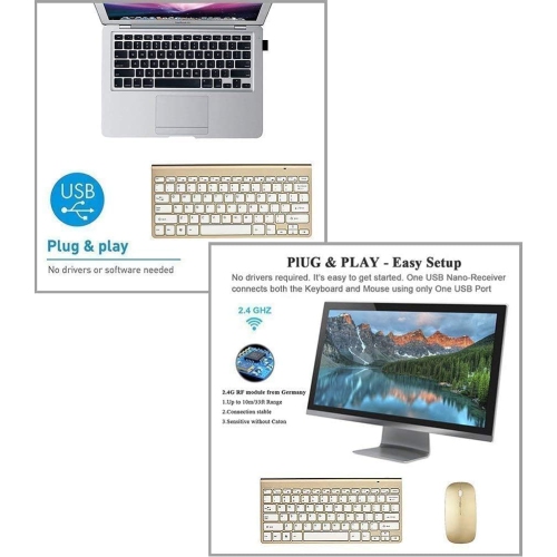 Wireless Keyboard and Mouse Set,Portable 2.4G Keyboard and Mouse Combo,Wireless Keyboard and DPI Adjustable Mouse