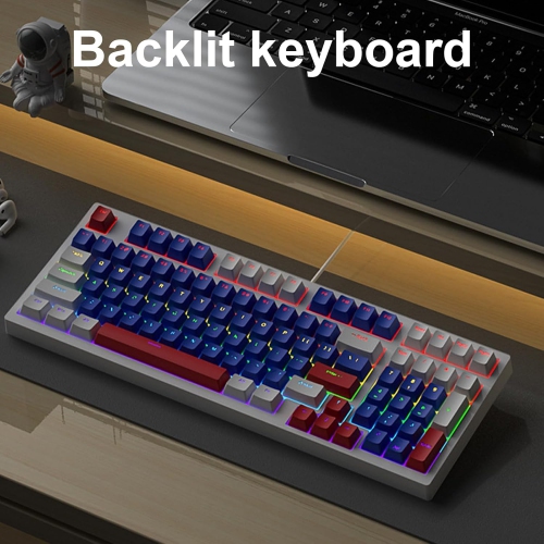 Clavier de jeu portatif de 98 po avec rétroéclairage LED Composants de tige Clavier ergonomique pour les jeux PC intensément