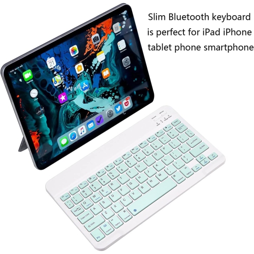 Ultra-Slim Bluetooth Keyboard Portable Mini Wireless Keyboard Rechargeable(10 inch Green)