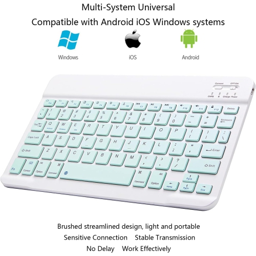 Ultra-Slim Bluetooth Keyboard Portable Mini Wireless Keyboard Rechargeable(10 inch Green)