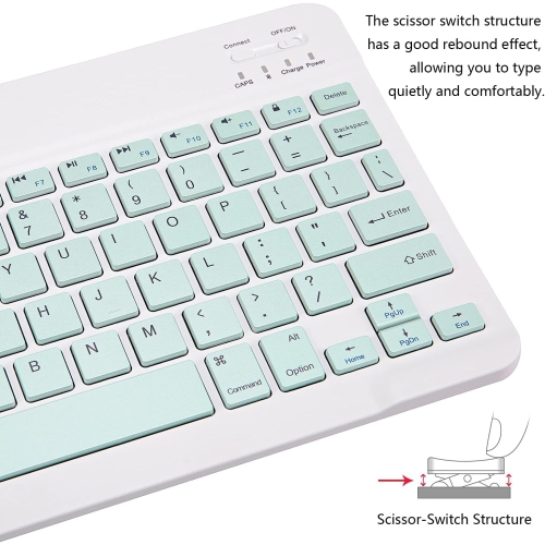 Ultra-Slim Bluetooth Keyboard Portable Mini Wireless Keyboard Rechargeable(10 inch Green)