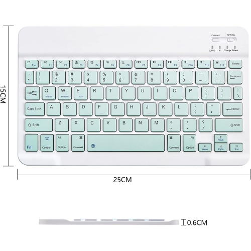 Ultra-Slim Bluetooth Keyboard Portable Mini Wireless Keyboard Rechargeable(10 inch Green)
