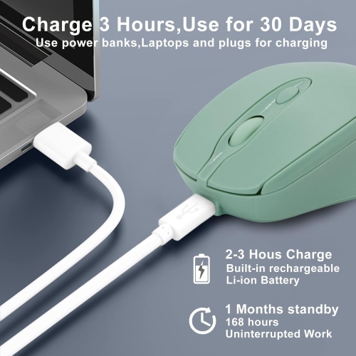 Souris Bluetooth 1PCS, souris sans fil rechargeable pour portable/iPad/MacBook Pro/Air, souris portative mince silencieuse