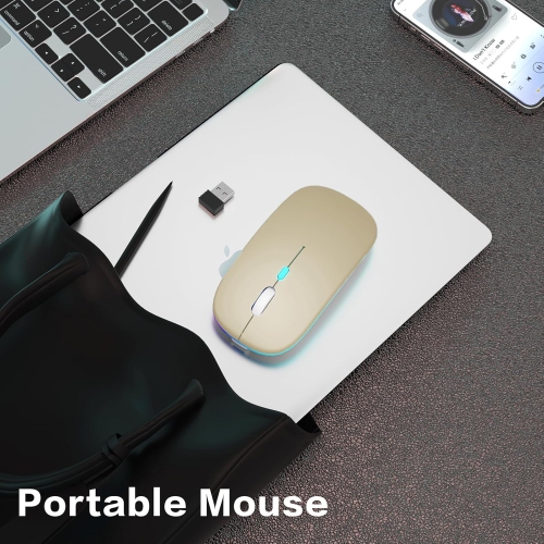 Wireless Bluetooth Mouse Rechargeable Laptop Mouse Portable LED Computer Mice Use(BT5 or USB 2.4G) Dual Mode Connection Silent Slim Mouse