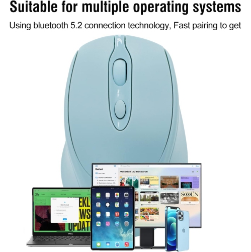 1PCS Bluetooth Mouse,Rechargeable Wireless Mouse for Laptop/iPad/MacBook Pro/Air, Silent Mouse Portable Slim(Blue)