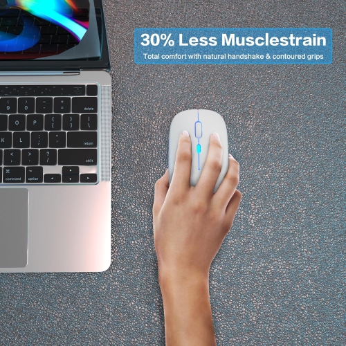 Wireless Bluetooth Mouse Rechargeable Laptop Mouse Portable LED Computer Mice Use(BT5 or USB 2.4G) Dual Mode Connection Silent Slim Mouse