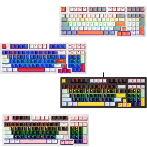 Clavier de jeu portatif de 98 po avec rétroéclairage LED Composants de tige Clavier ergonomique pour les jeux PC intensément