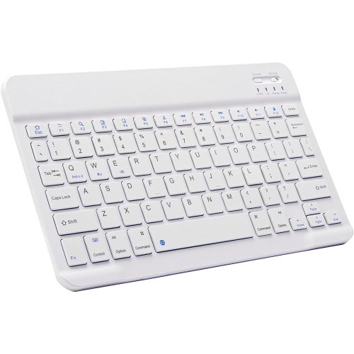 Ultra-Slim Bluetooth Keyboard Portable Mini Wireless Keyboard Rechargeable(10 inch White)