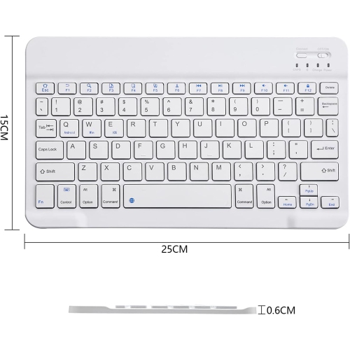 Ultra-Slim Bluetooth Keyboard Portable Mini Wireless Keyboard Rechargeable(10 inch White)