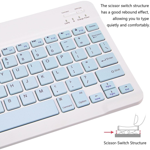 Ultra-Slim Bluetooth Keyboard Portable Mini Wireless Keyboard Rechargeable(10 inch Blue)
