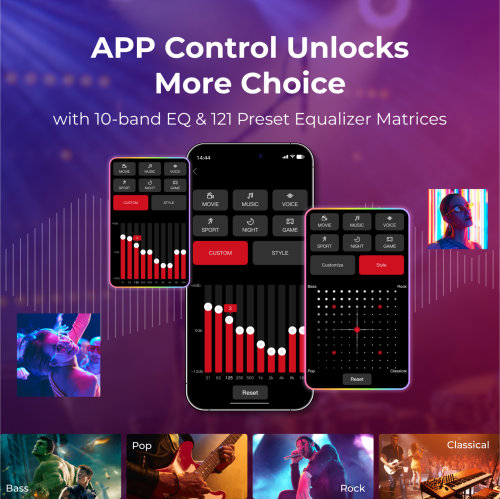 Ultimea Apollo S70 Ultra 7.1 Channel Soundbar with Wireless Subwoofer, 2 Surround Speakers, Detachable Soundbar for TV with App Control, Bluetooth,