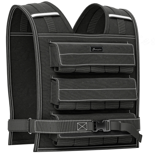 Image 1 de 9.. Soozier – Veste lestée réglable de 44 lb avec 20 poids, gilet de poids avec bandes réfléchissantes, ajustement ajusté pour hommes Femmes Running Home