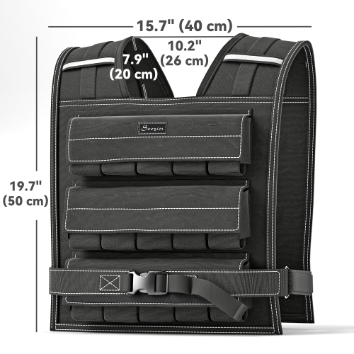 Soozier 44LBS Adjustable Weighted Vest with 20 Weights, Weight Vest with Reflective Strips, Snug Fit for Men Women Running Home Exercise Strength