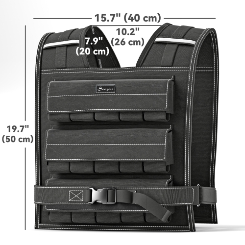 Soozier 33LBS Adjustable Weighted Vest with 15 Weights, Weight Vest with Reflective Strips, Snug Fit for Men Women Running Home Exercise Strength