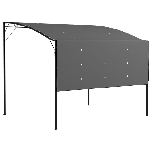 Outsunny 10x8ft Patio Metal Gazebo with Extendable Side Awning, Outdoor Shelter Garden Sun Shade Canopy Deck Door Window Awning, Dark Grey