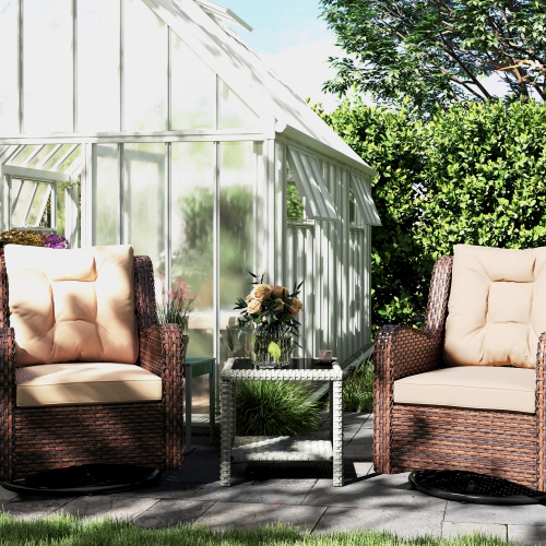 Outsunny 19" Outdoor Wicker Coffee Table with Glass Top, Storage Shelf, Patio PE Rattan Side End Table for Garden Porch Balcony Deck, Dark Grey