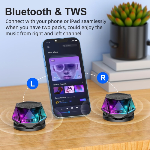 Portable Bluetooth Speaker, Small Wireless Mobile Speaker, Adsorption Mobile Speaker for iPhone, Samsung Phones