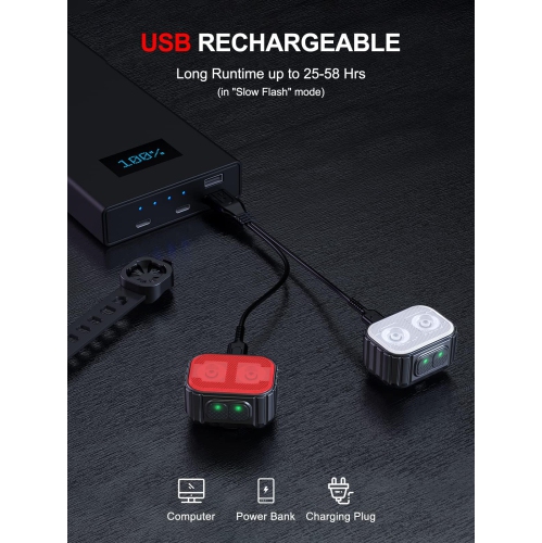 Bicycle Lights, Rechargeable Bicycle Light Set, Front and Rear Tail Light Reflectors for Night Riding