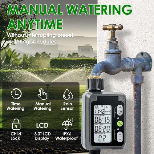 Minuterie d'arrosage électronique de LCD, minuterie d'arrosage automatique de tuyau, minuterie intelligente pour le jardin