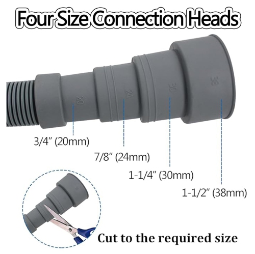 6.56 pi Trousse d'extension de tuyau d'évacuation de la laveuse pour laveuse ondulée flexible de vidange de lave-vaisselle