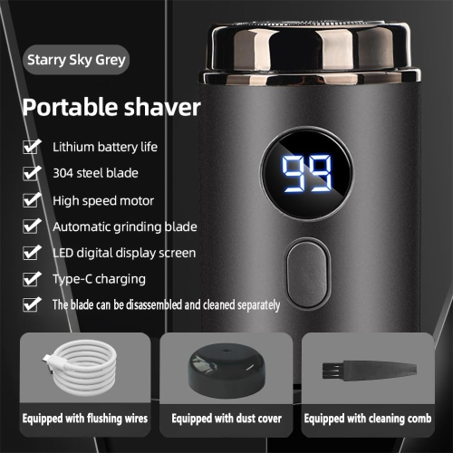 Portable Electric Shaver, USB Rechargeable Men's Shaver with Digital Display, Compact and Portable for Office and Travel