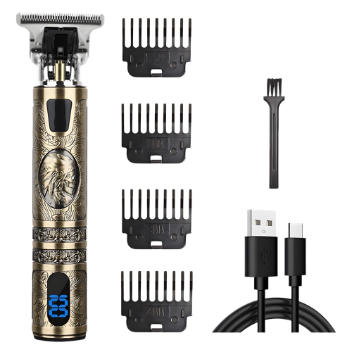 Portable Shaver, Men's Cordless Hair Clipper with 4 Tooth Combs, Electric Rechargeable Shaver with LCD Display