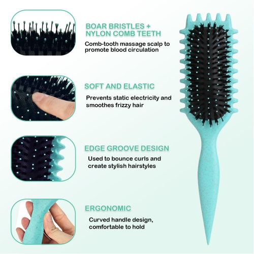 Curling Brush Tension-Free Styling Brush Unisex Styling Curling Brush for Custom Hair Styles