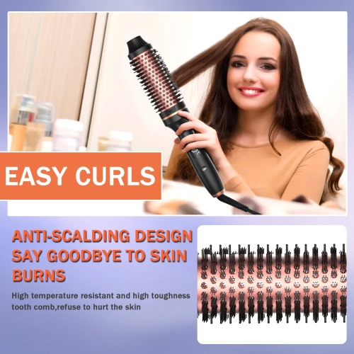 50 mm Hot Curling Brush and Hair Styler, Perming Comb with LCD Display for Travel and Home Use