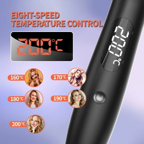 50 mm Hot Curling Brush and Hair Styler, Perming Comb with LCD Display for Travel and Home Use