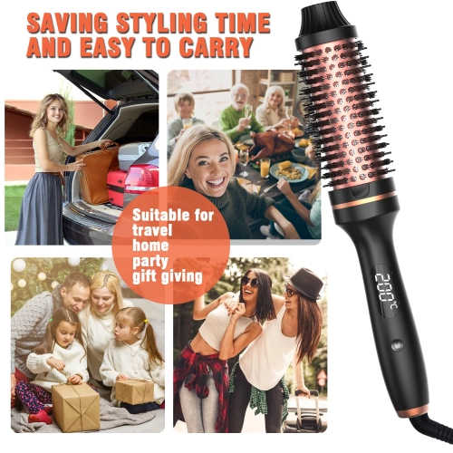 50 mm Hot Curling Brush and Hair Styler, Perming Comb with LCD Display for Travel and Home Use