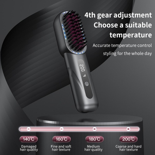 Peigne à cheveux droits sans fil, peigne de soins capillaires à ions négatifs, peigne à friser avec peigne de chargement portatif