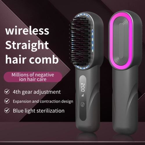 Peigne à cheveux droits sans fil, peigne de soins capillaires à ions négatifs, peigne à friser avec peigne de chargement portatif